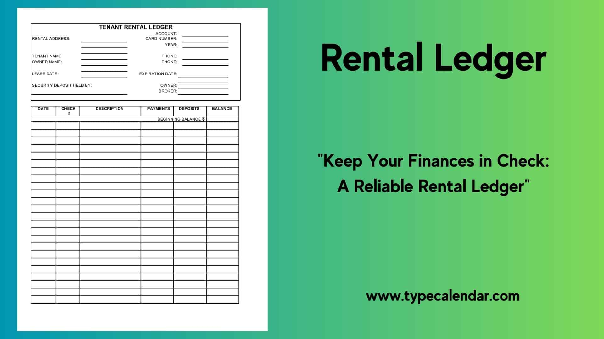 Free Printable Rental Ledger Template [Excel, Word, Pdf, Google for Free Printable Rent Ledger