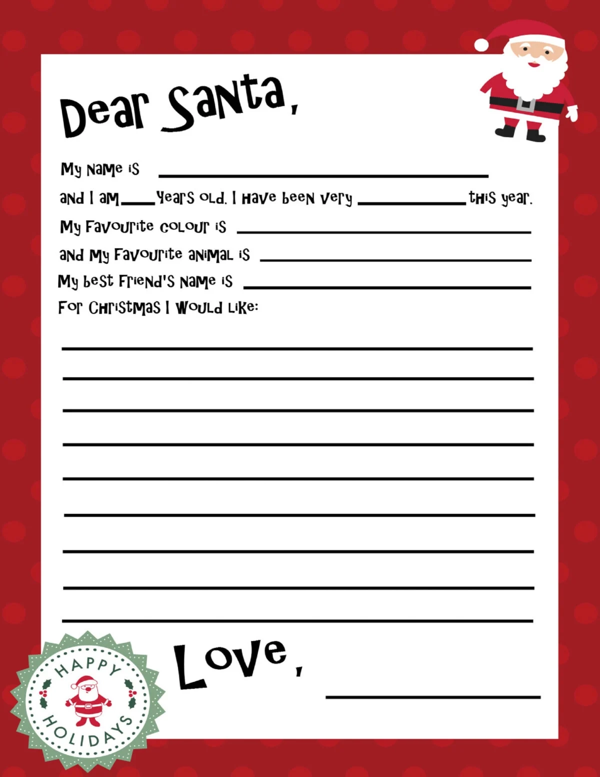 Free Printable Santa Letter Template - Frugal Mom Eh! pertaining to Letter to Santa Template Free Printable