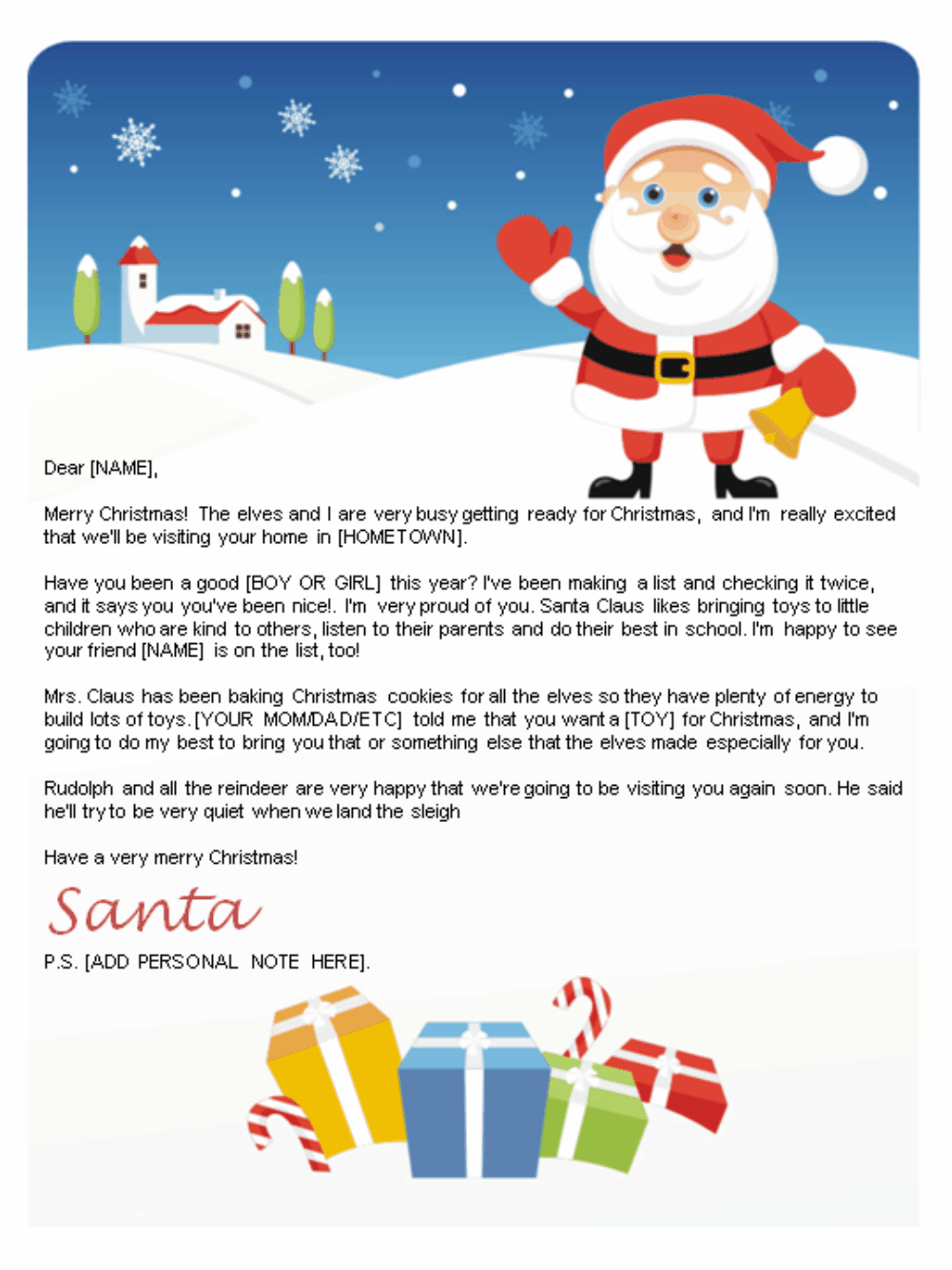 Free Printable Santa Letters | Christmas Letter Template intended for Free Printable Christmas Letters From Santa