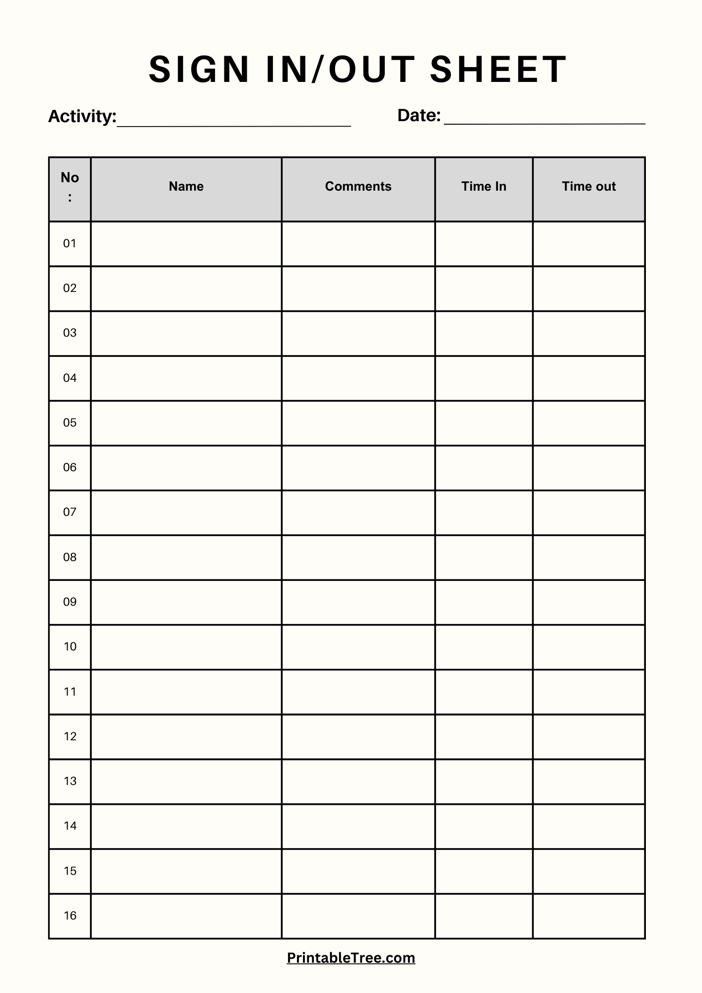 Free Printable Sign-Up And Sign-In Sheet Pdf Templates intended for Free Printable Sign in and Out Sheets