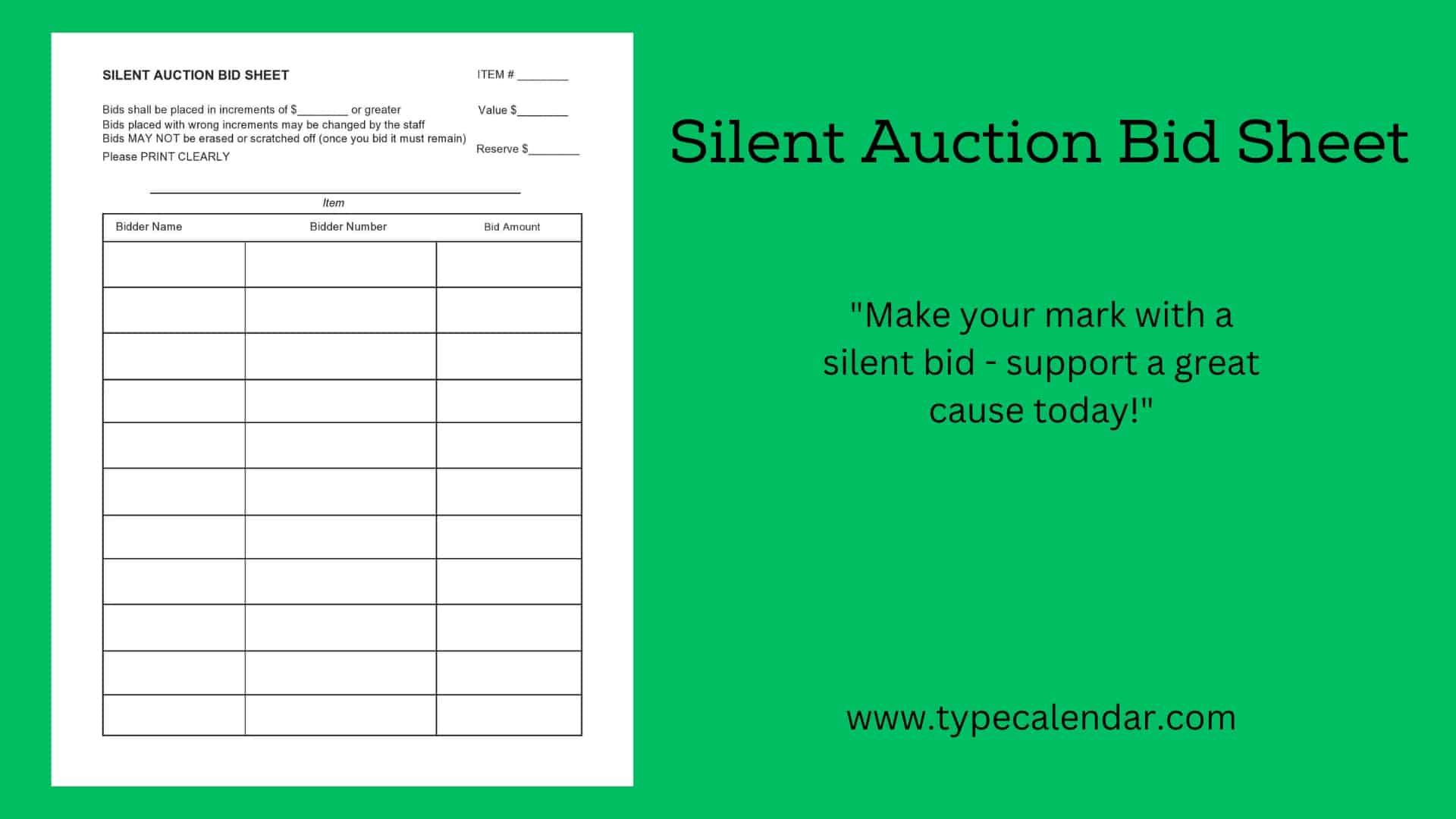 Free Printable Silent Auction Bid Sheet Templates [Pdf] Examples + pertaining to Free Printable Silent Auction Bid Sheets