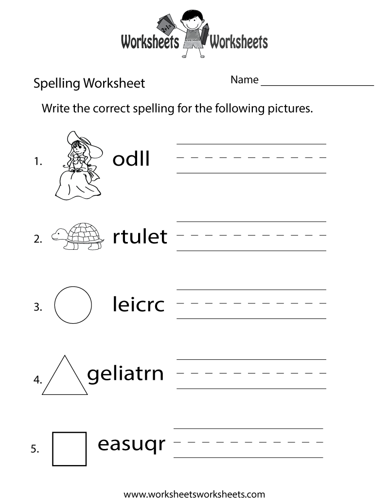 Free Printable Spelling Practice Worksheet regarding Free Printable Spelling Worksheets