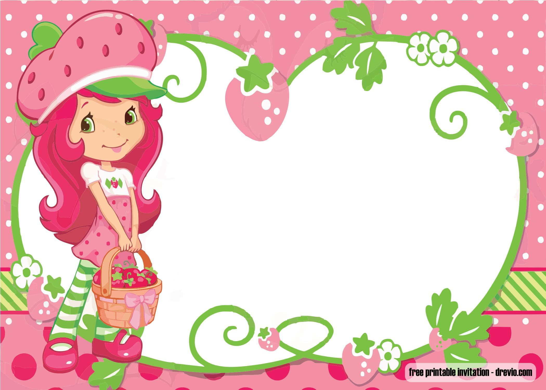 Free Printable Strawberry Shortcake Invitation Template pertaining to Strawberry Shortcake Birthday Cards Free Printable