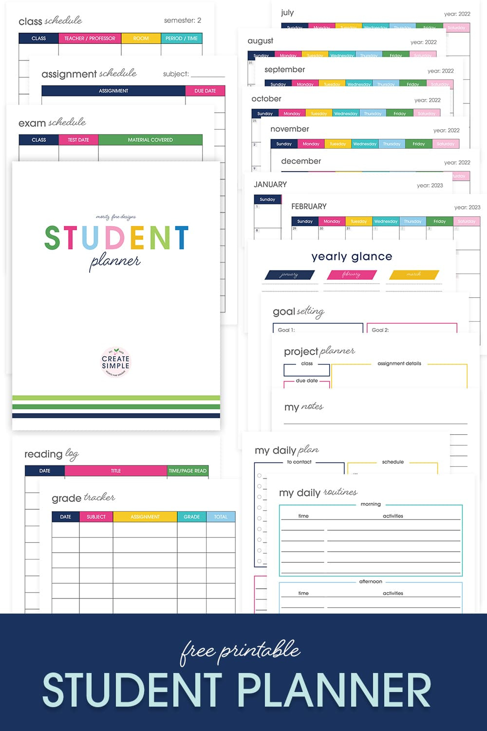 Free Printable Student Planner| Elementary, Junior, High School throughout Free Printable Academic Planner