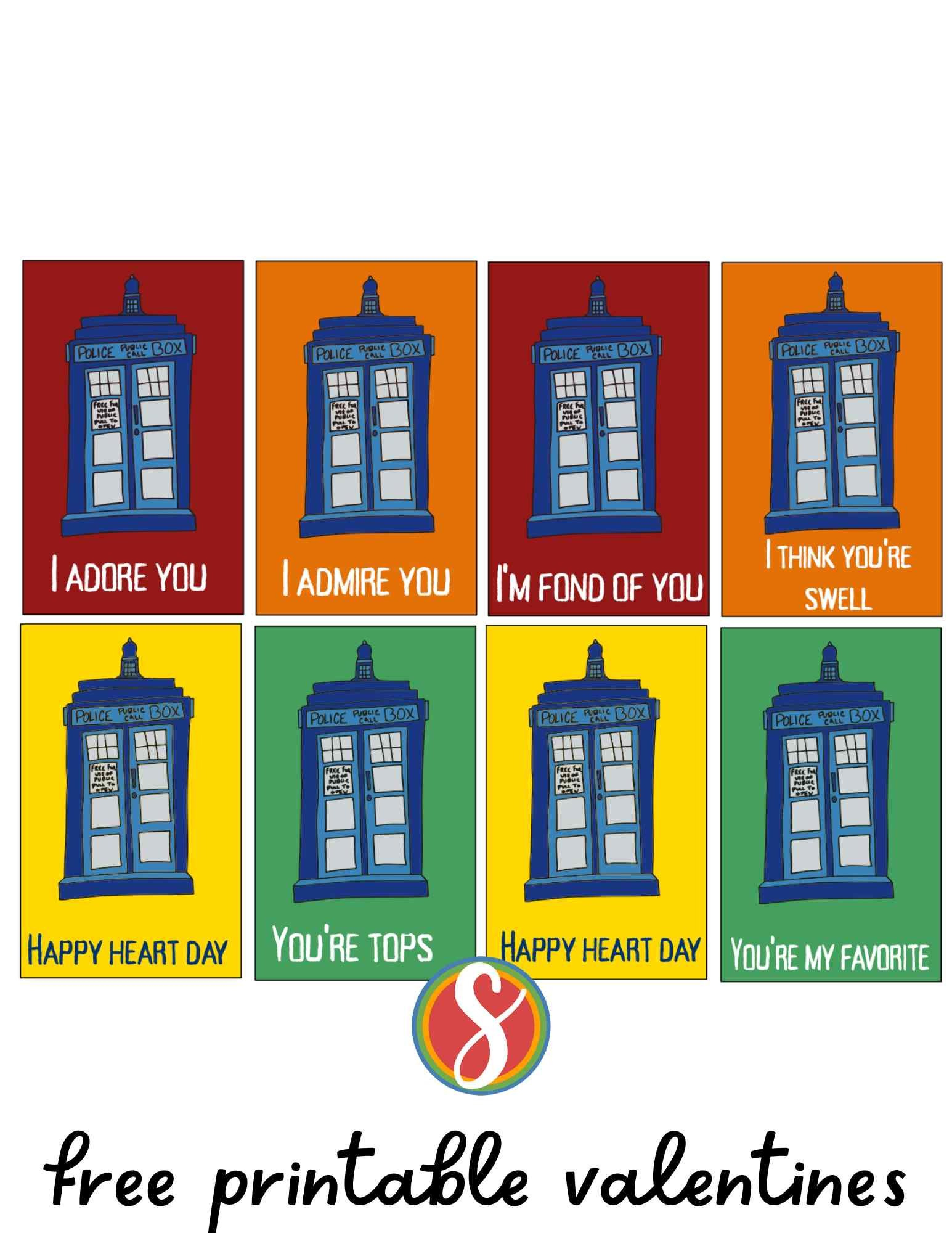 Free Printable Tardis Valentines — Stevie Doodles with regard to Free Printable Dr Who Birthday Card