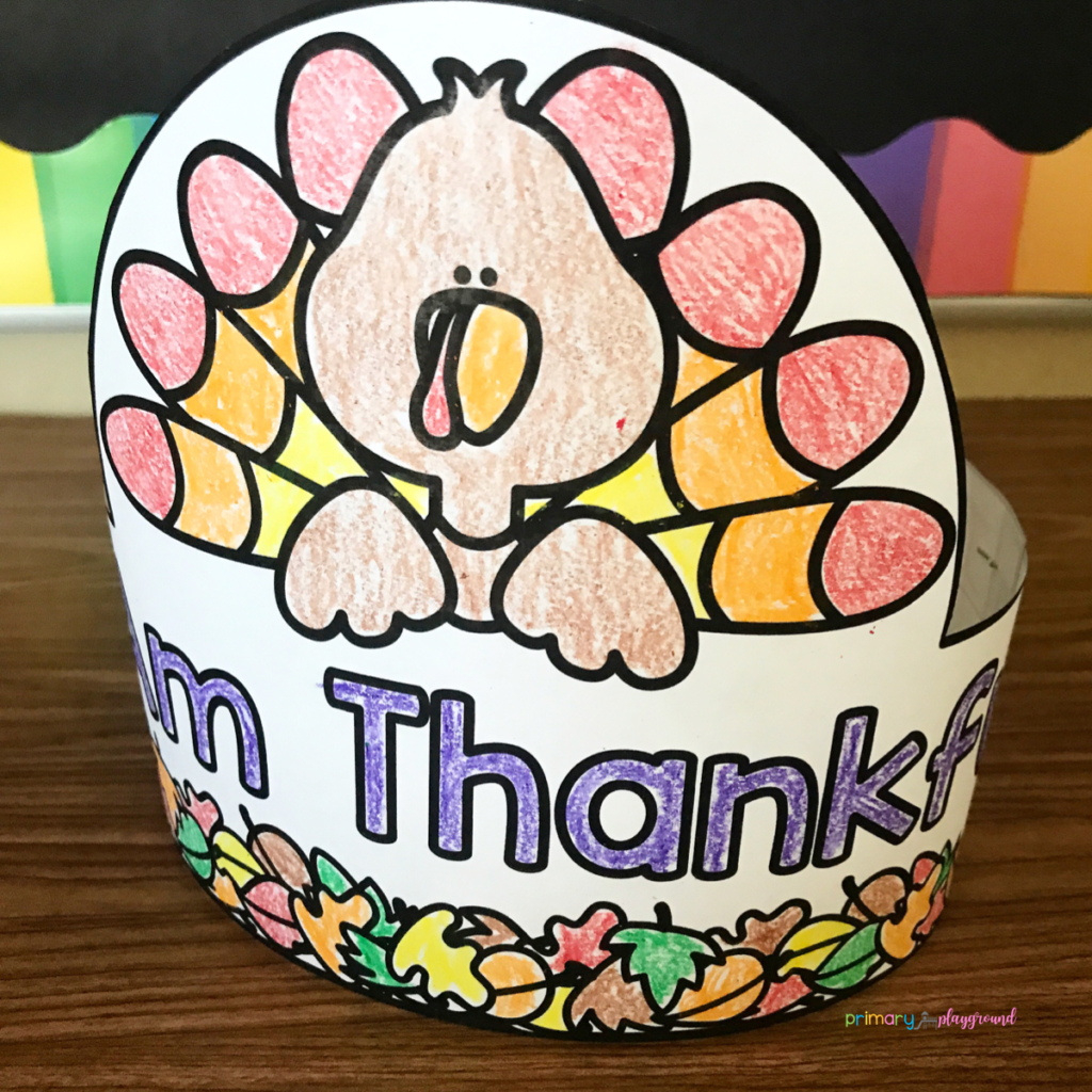 Free Printable Thankful Turkey Hat - Primary Playground in Free Printable Thanksgiving Hats