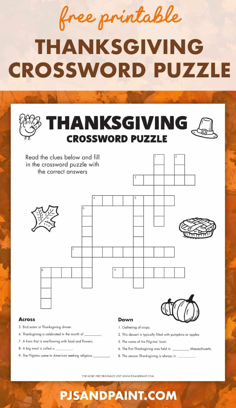 Free Printable Thanksgiving Crossword Puzzle regarding Thanksgiving Crossword Puzzles Printable Free