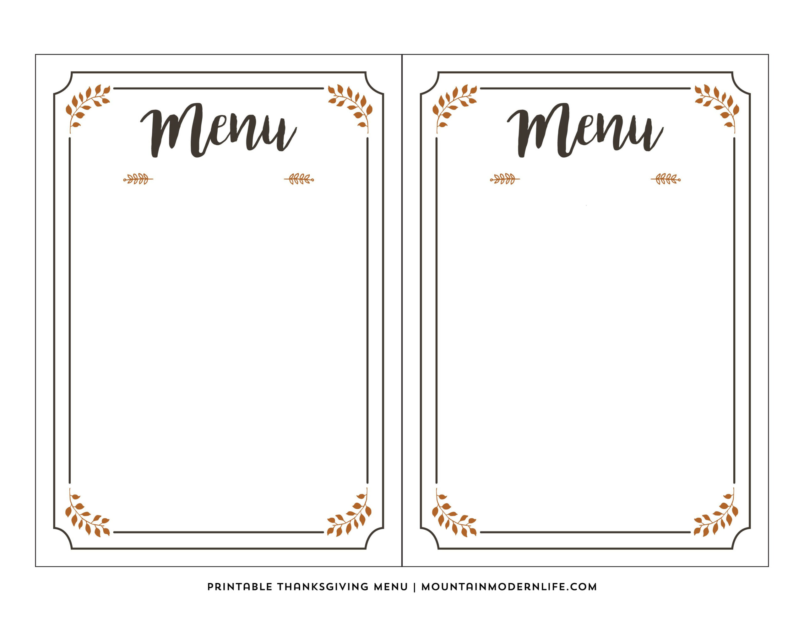 Free Printable Thanksgiving Menu Template with regard to Free Printable Menu