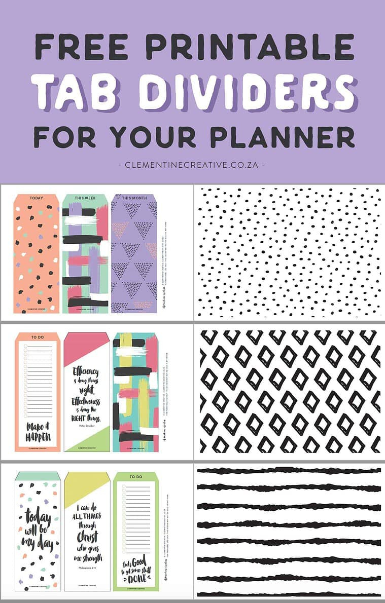 Free Printable Top Tab Dividers For Planners, Diaries And Agendas within Free Printable Dividers