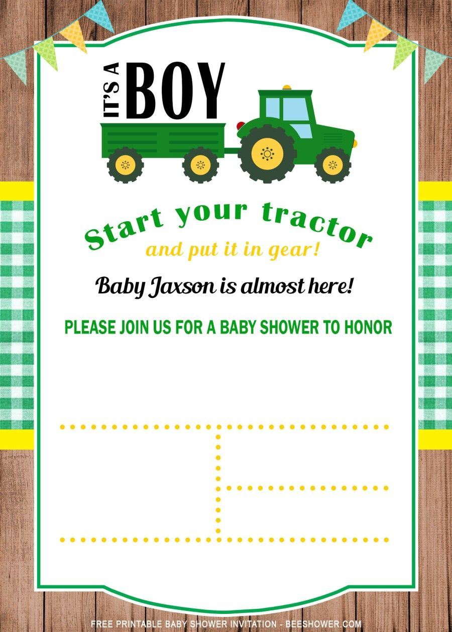 Free Printable Tractor Baby Shower Invitation Templates with Free Printable John Deere Baby Shower Invitations