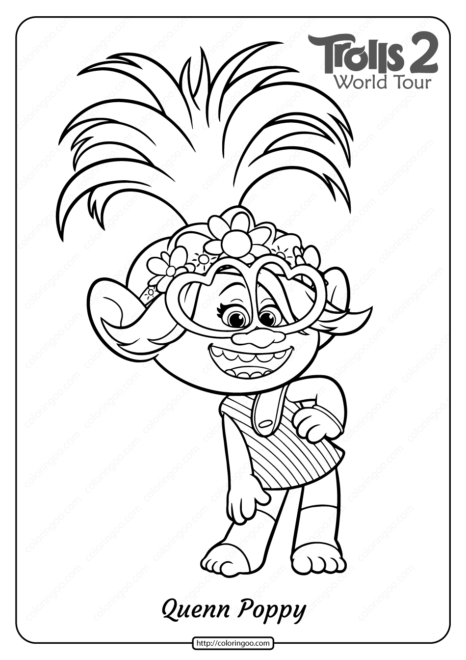 Free Printable Trolls 2 Queen Poppy Coloring Page throughout Free Printable Trolls