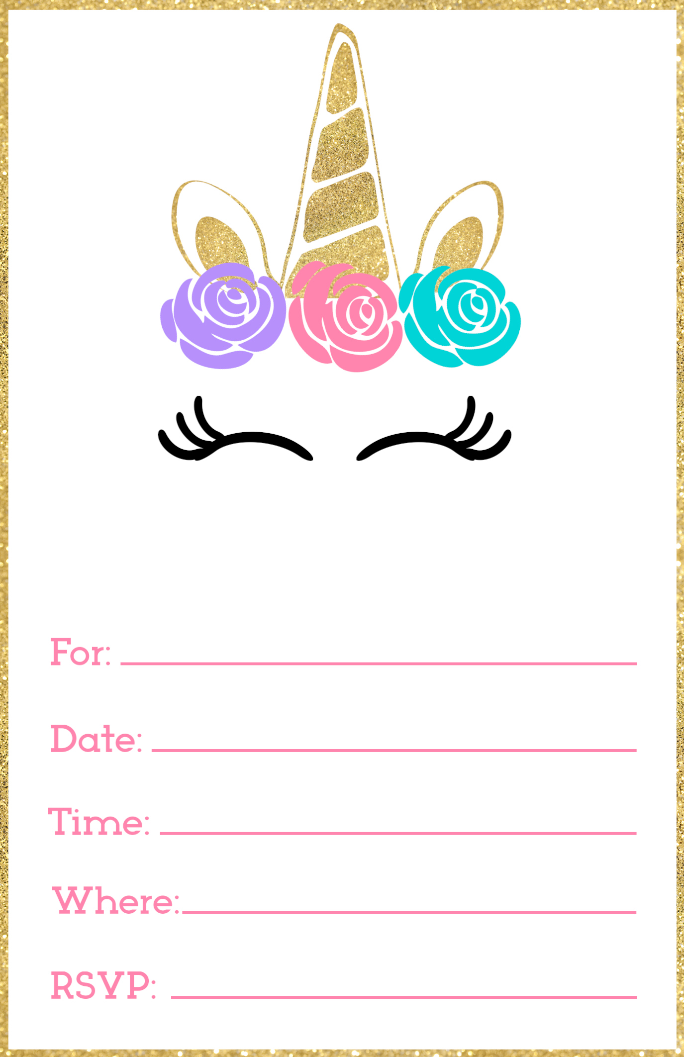 Free Printable Unicorn Invitations Template - Paper Trail Design intended for Free Printable Party Invitations