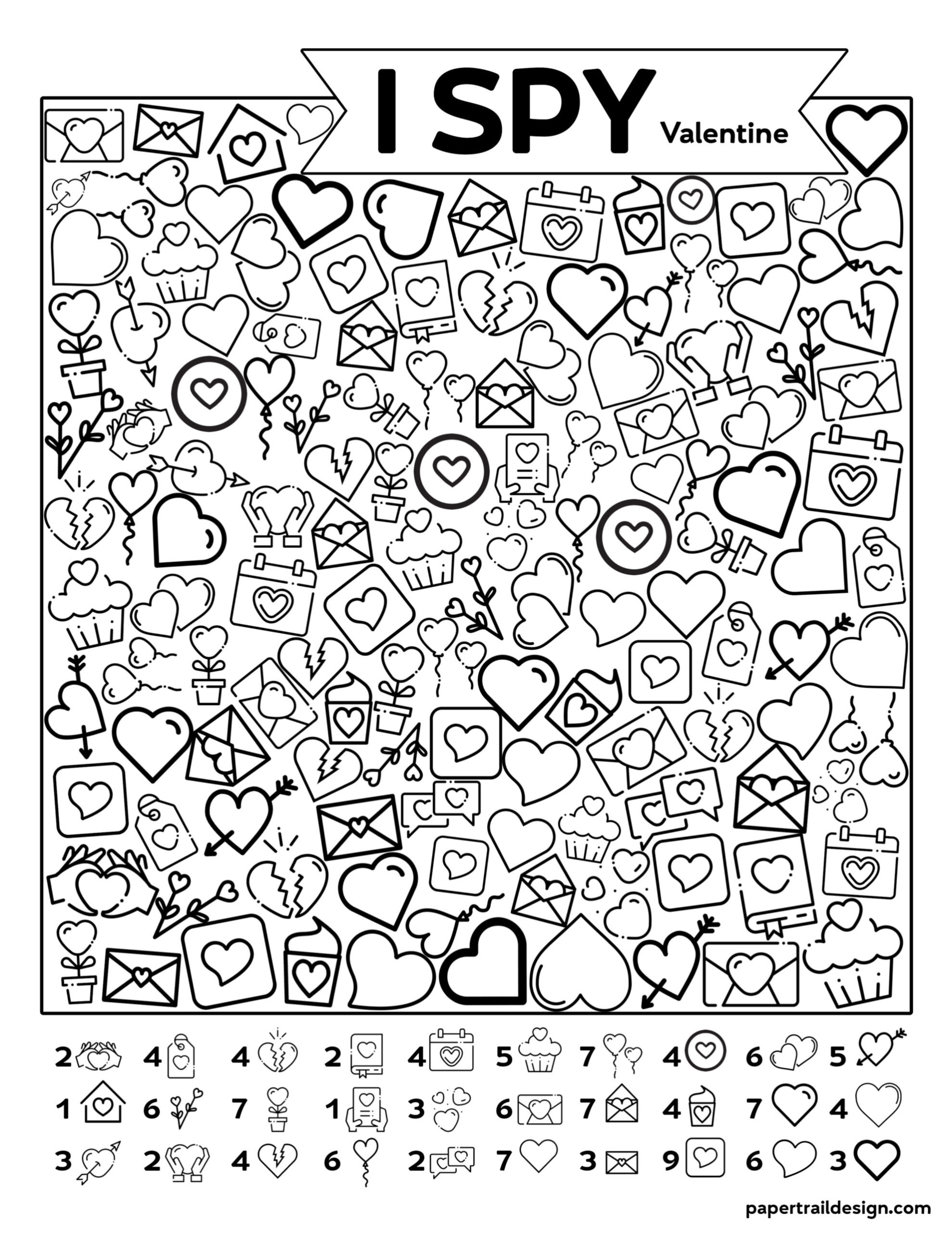 Free Printable Valentine I Spy Activity - Paper Trail Design throughout Free Printable Valentine Hidden Pictures