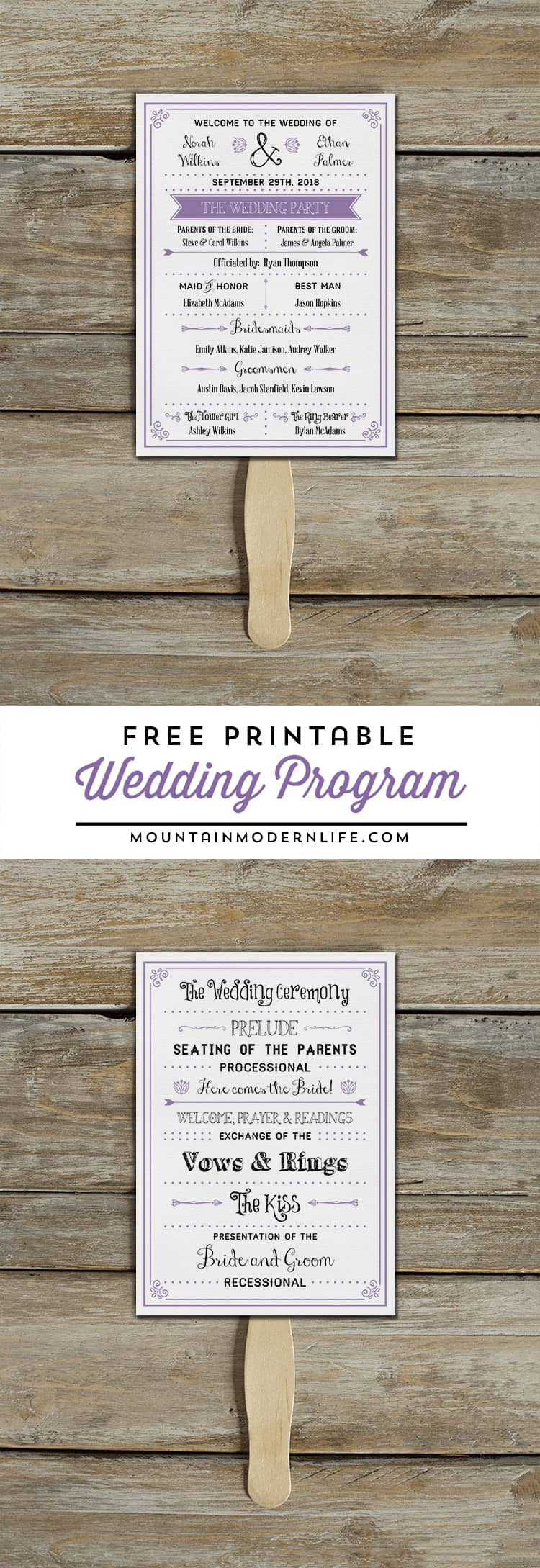 Free Printable Wedding Program | Mountainmodernlife for Free Printable Fan Wedding Programs