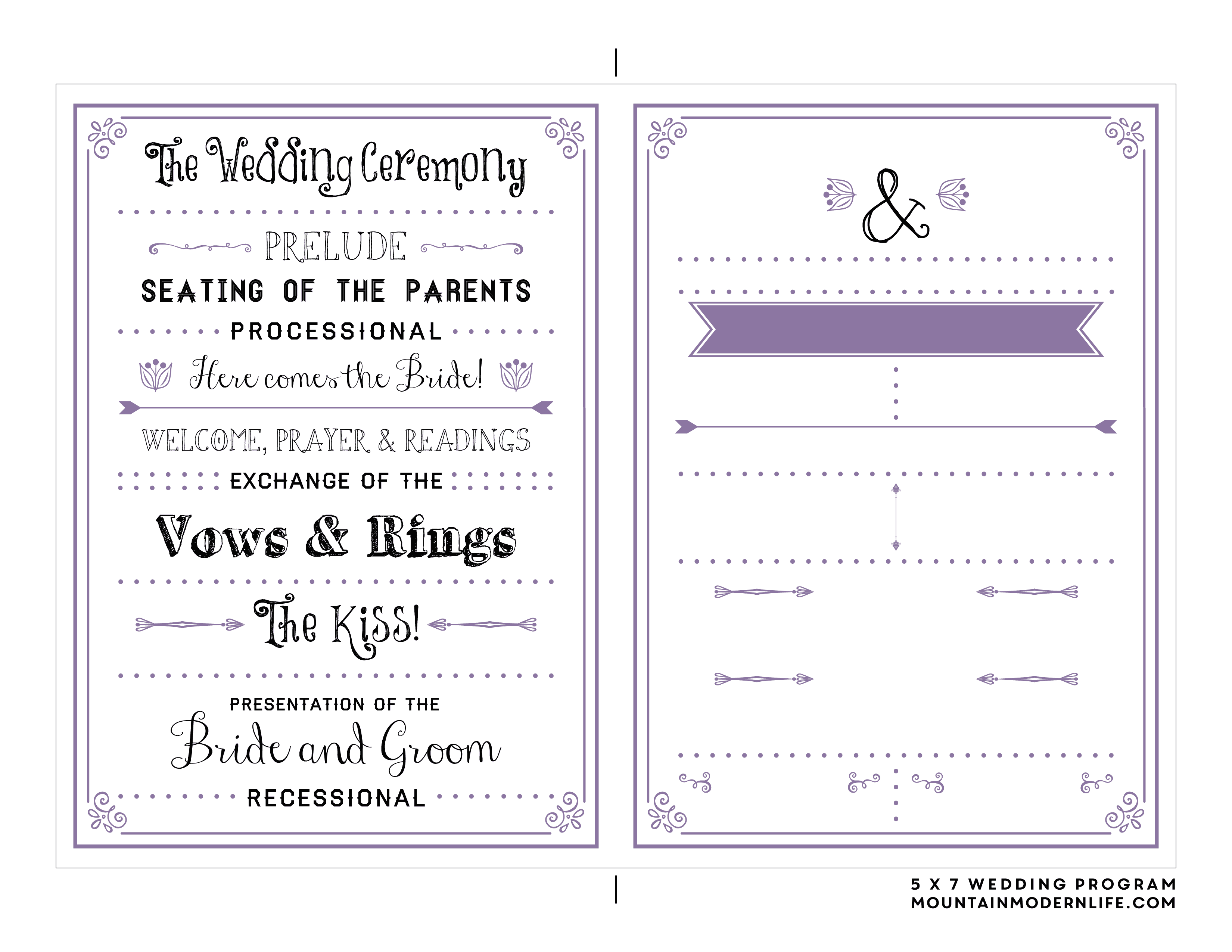 Free Printable Wedding Program | Mountainmodernlife within Free Printable Fan Wedding Programs