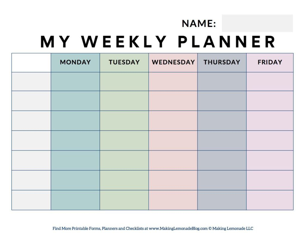 Free Printable Weekly Student Planner - Making Lemonade | Study with Free Printable Academic Planner