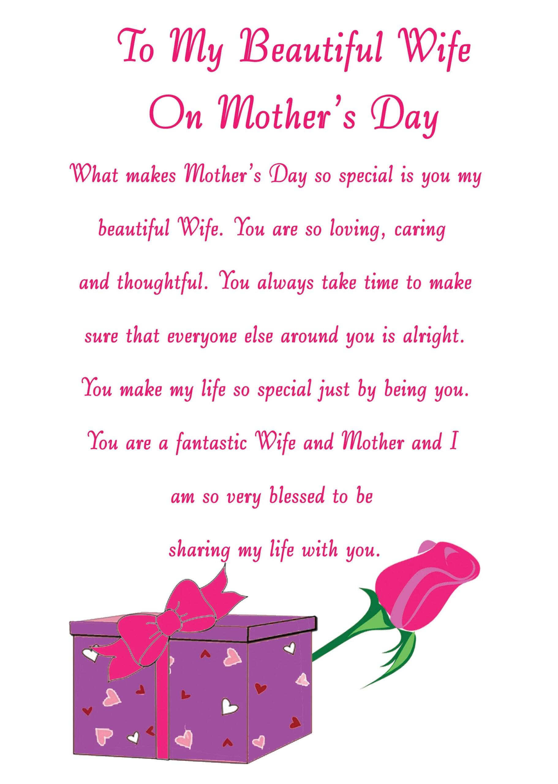 Free Printable Wife Mothers Day Cards in Free Printable Mothers Day Cards to My Wife