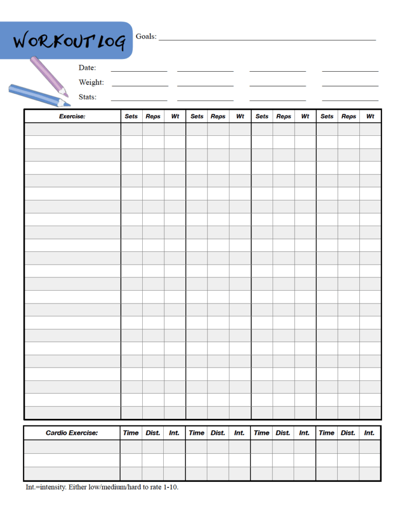 Free Printable Workout Logs: 3 Designs For Your Needs throughout Free Printable Fitness Log