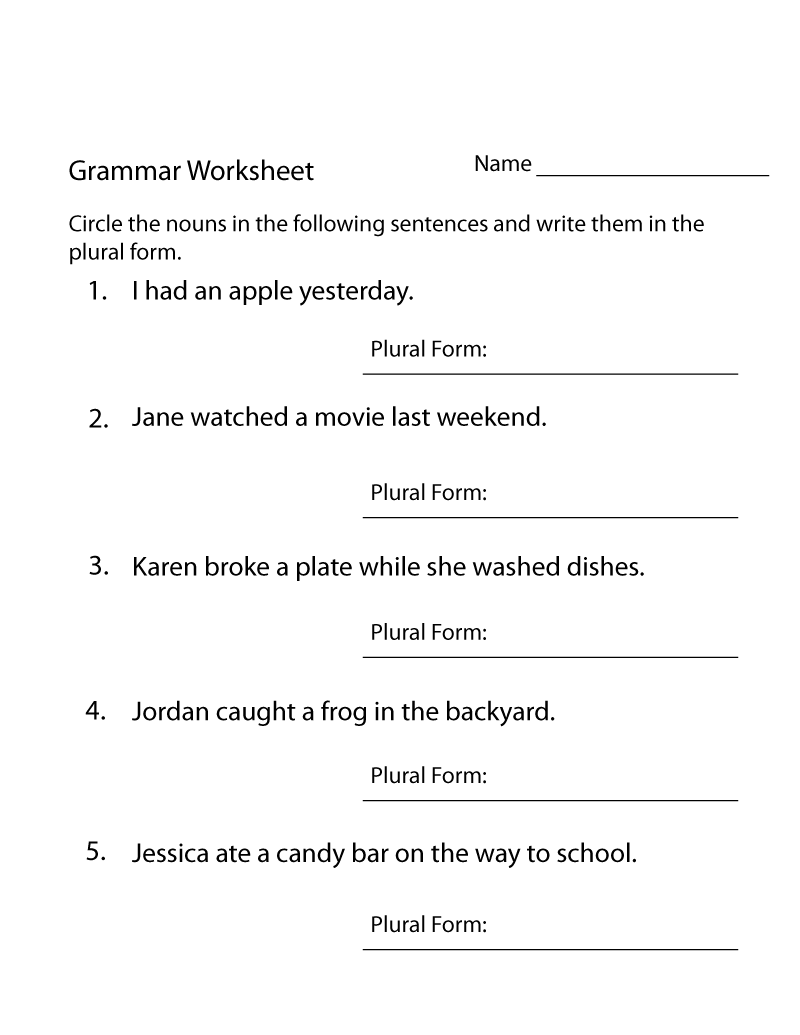 Free Printable Year 4 English Worksheets For Grammar Practice with regard to Free Printable ESL Grammar Worksheets