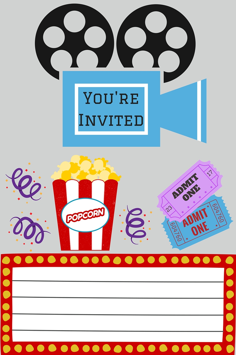 Free Printables | Printable Movie Night Invite with Movie Night Birthday Invitations Free Printable