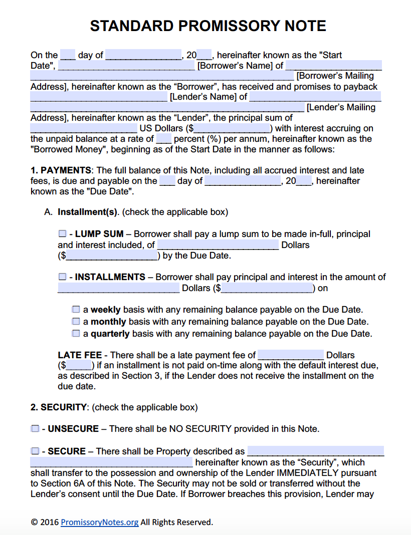 Free Promissory Note Template - Adobe Pdf &amp;amp; Microsoft Word regarding Free Printable Promissory Note Contract