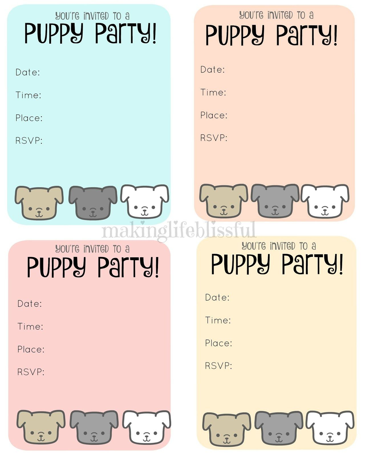 Free Puppy Party Printable Invite | Puppy Birthday Parties, Puppy within Dog Birthday Invitations Free Printable