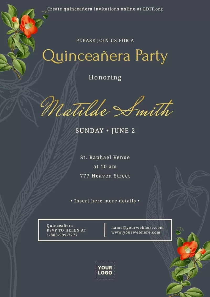 Free Quinceañera Invitation Templates in Free Printable Quinceanera Invitations