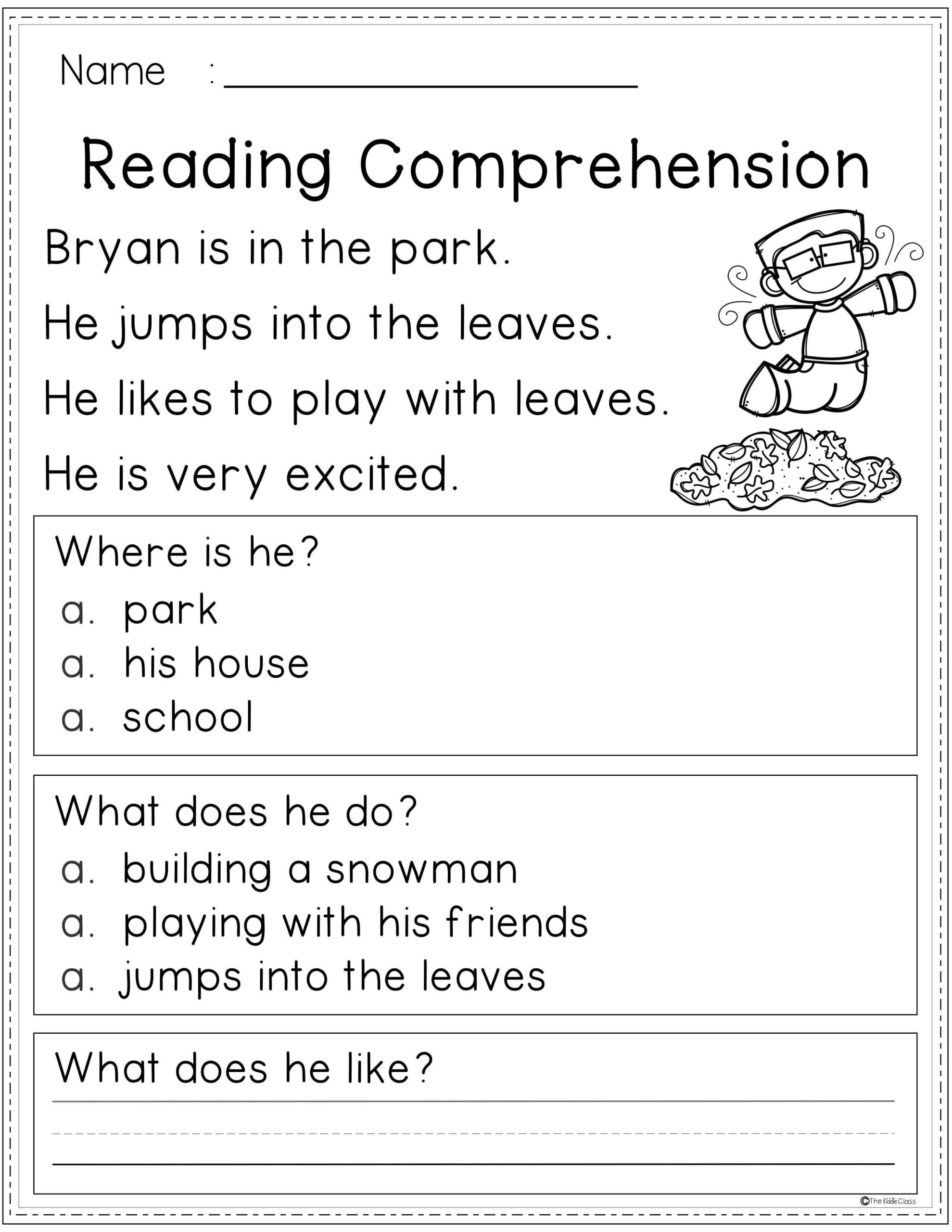 Free Reading Comprehension First Grade Reading Comprehension within Free Reading Printables For 1St Grade