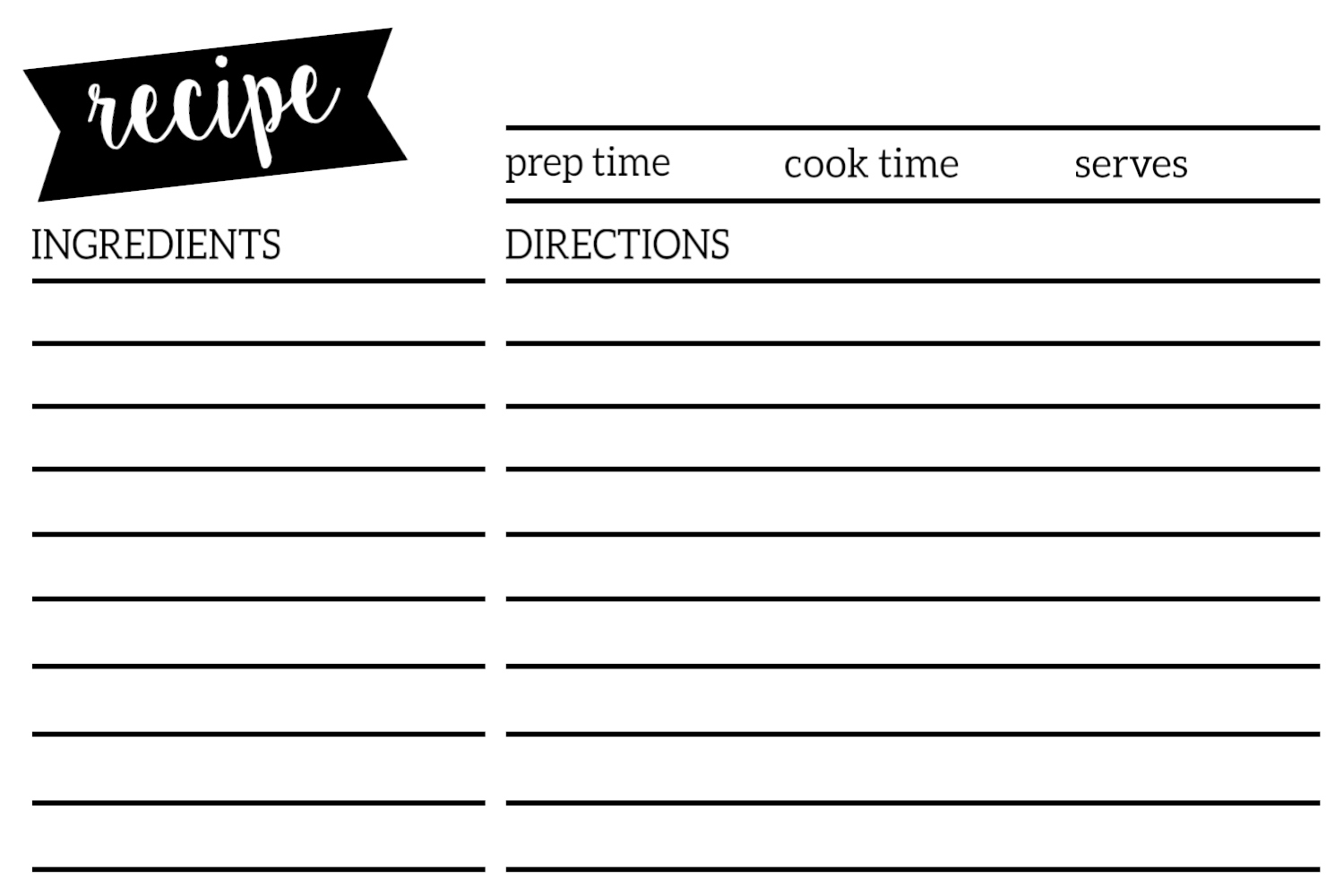 Free Recipe Card Template Printable - Paper Trail Design for Free Printable Recipe Cards