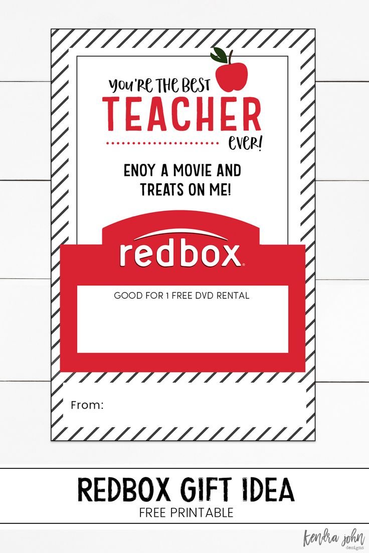 Free Redbox Teacher Appreciation Printable | Kendra John Designs for Free Printable Redbox Gift Tags