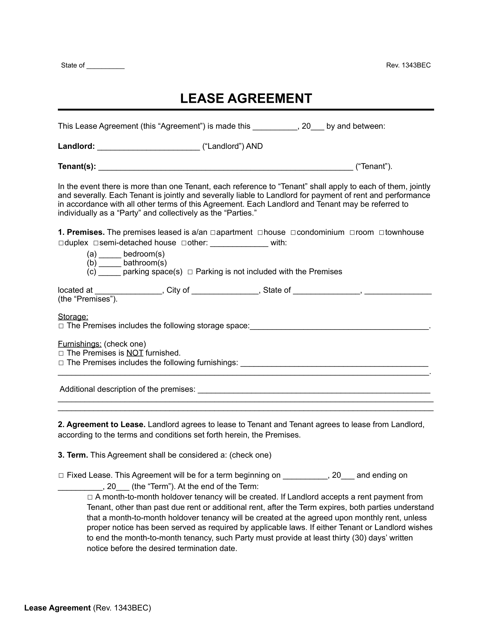 Free Rental &amp;amp; Lease Agreement Templates | Pdf &amp;amp; Word in Free Printable Lease Agreement Forms