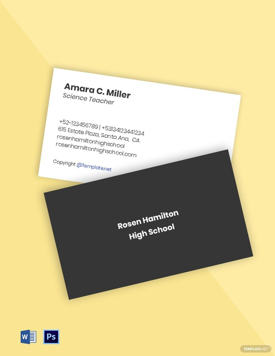 Free School Business Card Templates &amp;amp; Examples - Edit Online in Free Printable Business Card Templates for Teachers