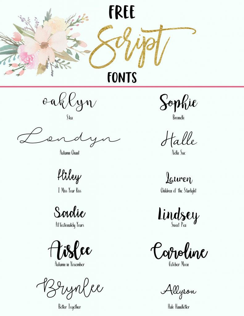 Free Script Fonts | All Things Thrifty intended for Free Printable Fonts