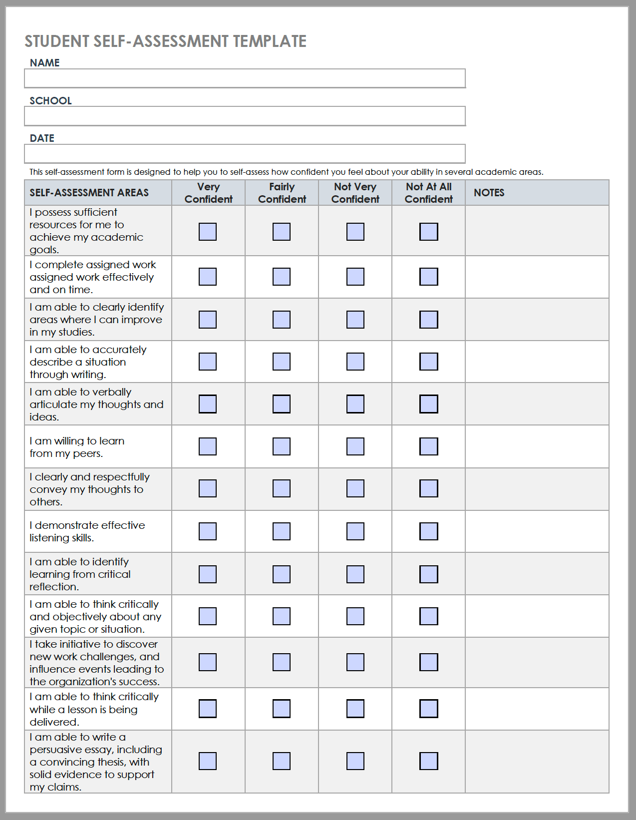 Free Self-Evaluation Templates | Smartsheet within Free Employee Self Evaluation Forms Printable