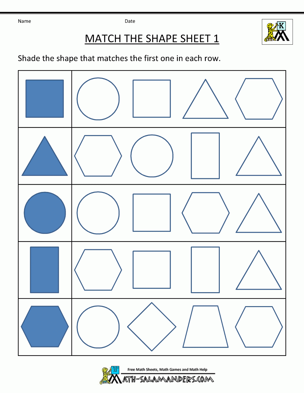 Free Shape Worksheets Kindergarten with Shapes Worksheets Printable Free