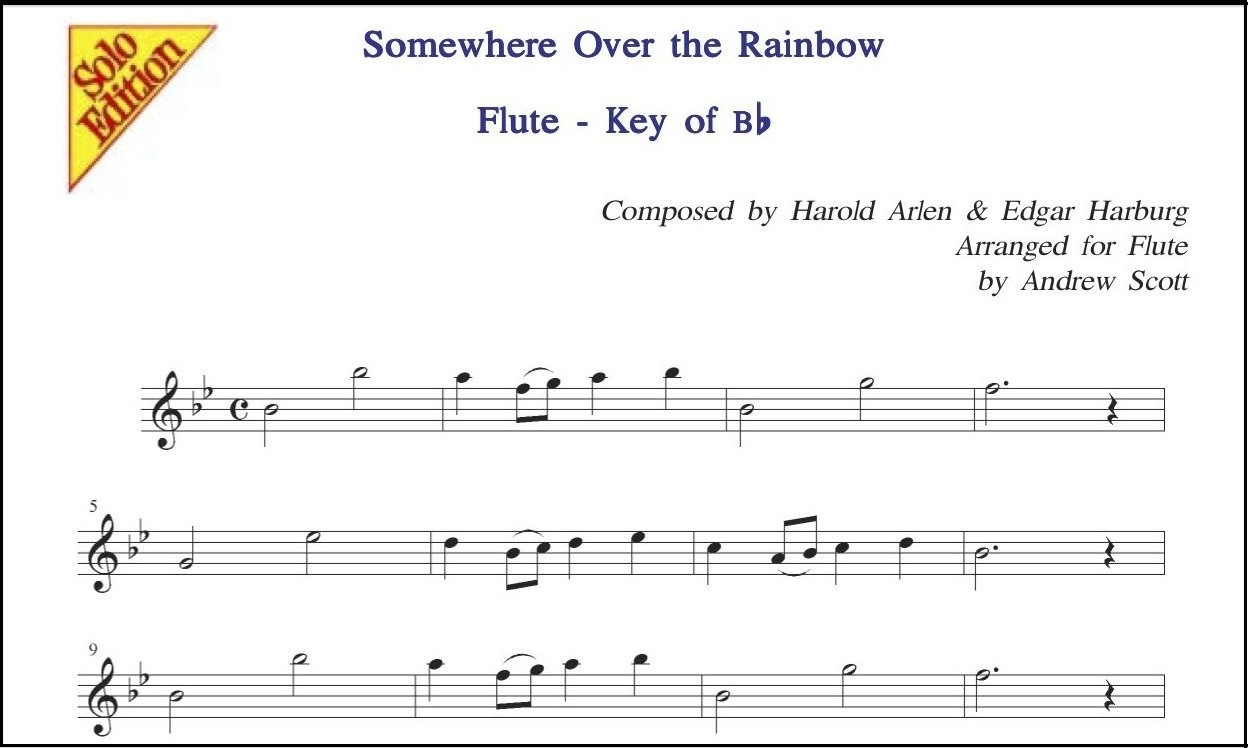 Free Sheet Music For The Flute - Somewhere Over The Rainbow in Free Printable Flute Music