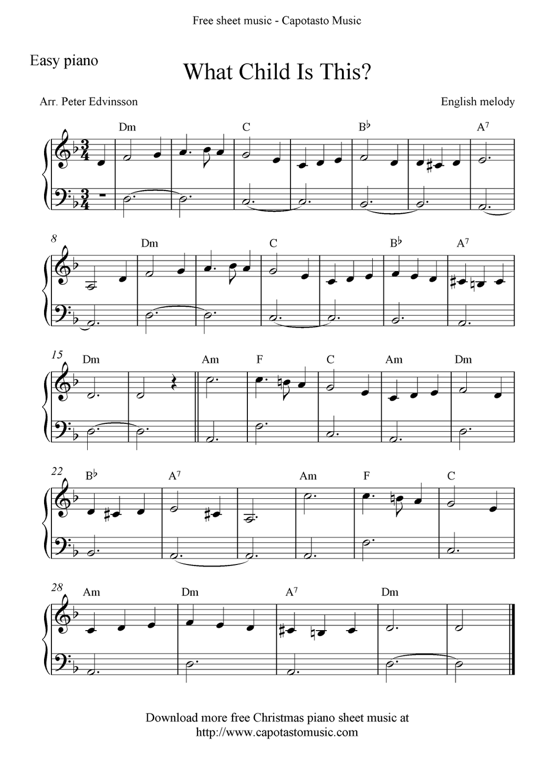 Free Sheet Music Scores: Free Christmas Piano Sheet Music, What in Christmas Piano Sheet Music Easy Free Printable