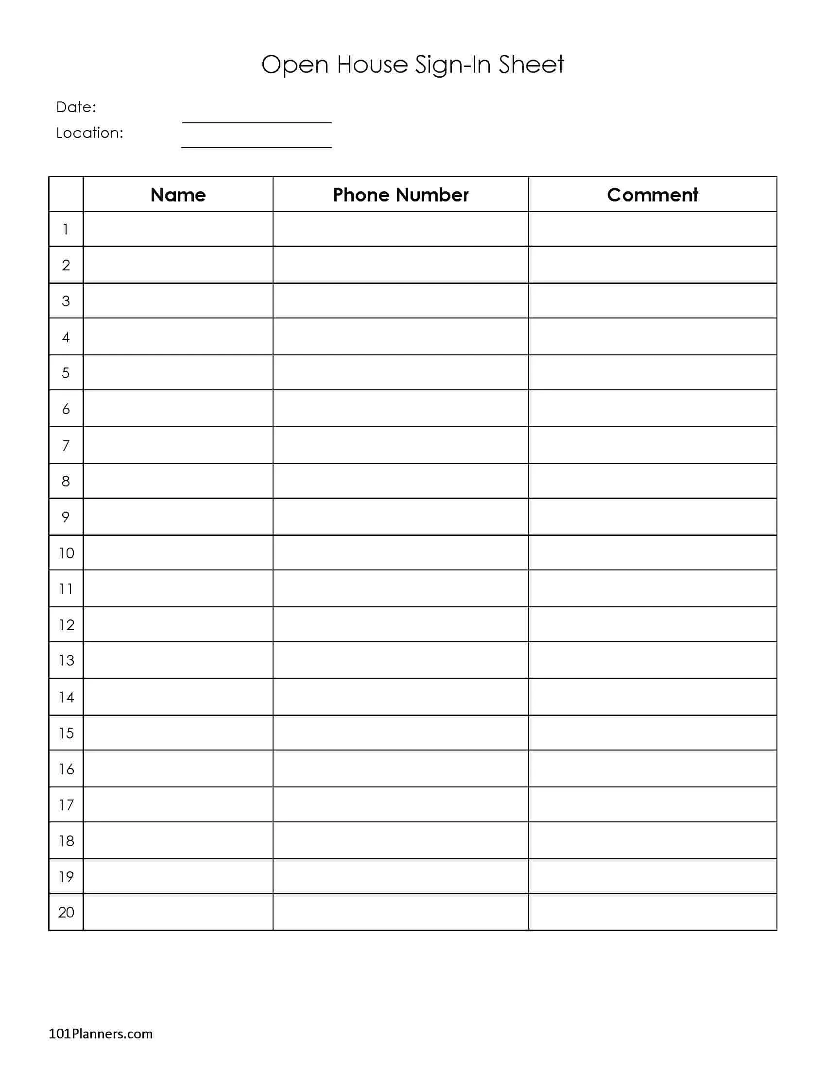 Free Sign Up Sheet | Sign In Sheet | Instant Download in Free Printable Sign In Sheet