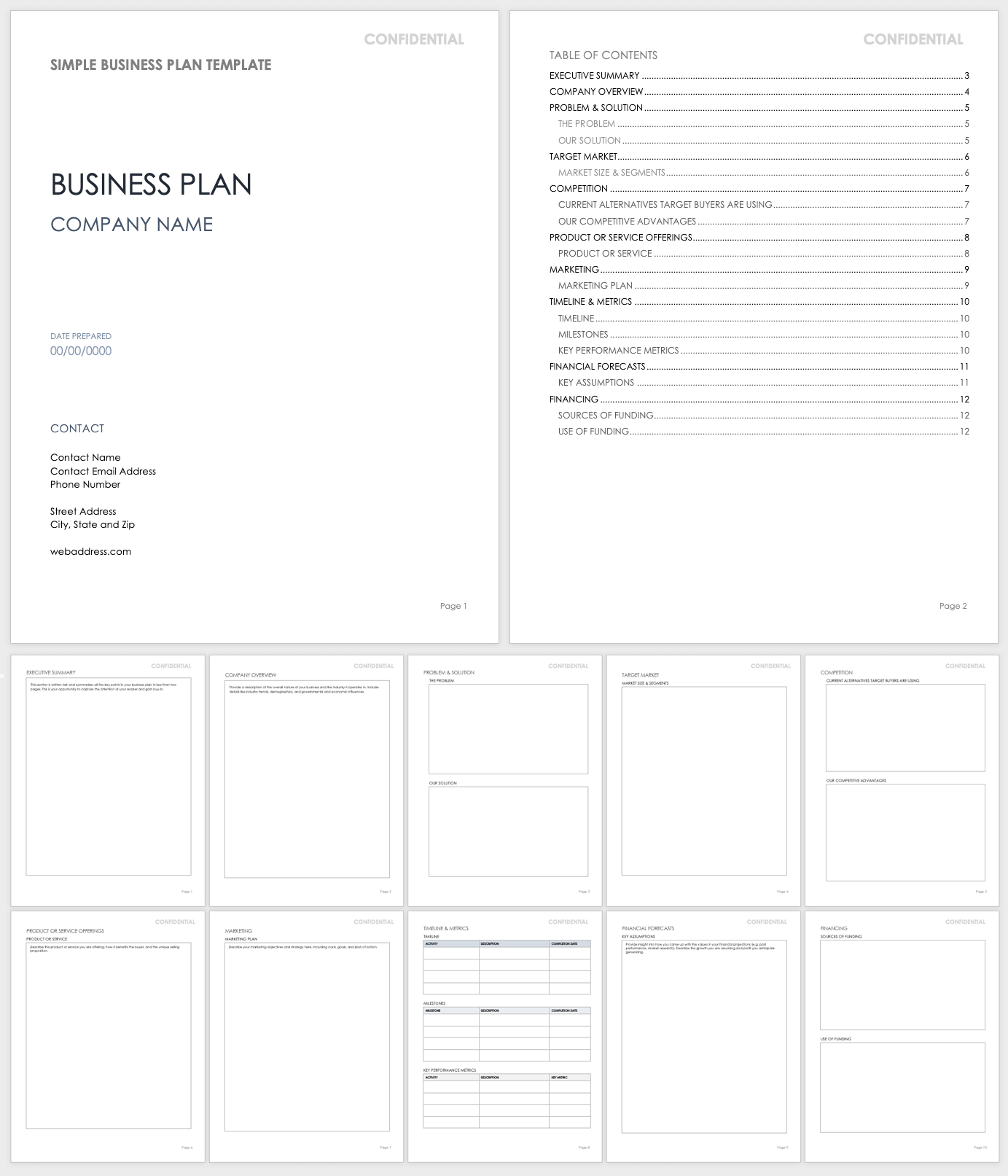 Free Simple Business Plan Templates | Smartsheet pertaining to Free Printable Business Templates