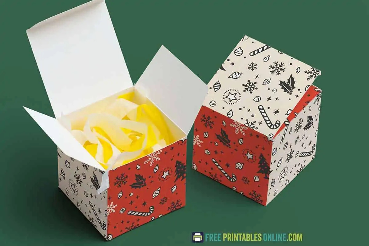 Free Square Holiday Box Template - Free Printables Online inside Free Printable Box Patterns