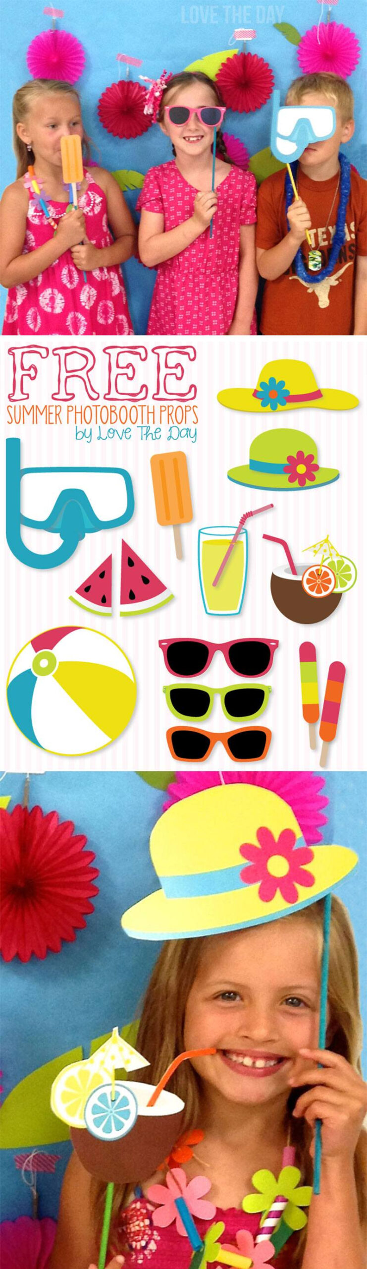 Free Summer Photobooth Props Printableslove The Day throughout Hawaiian Photo Booth Props Printable Free