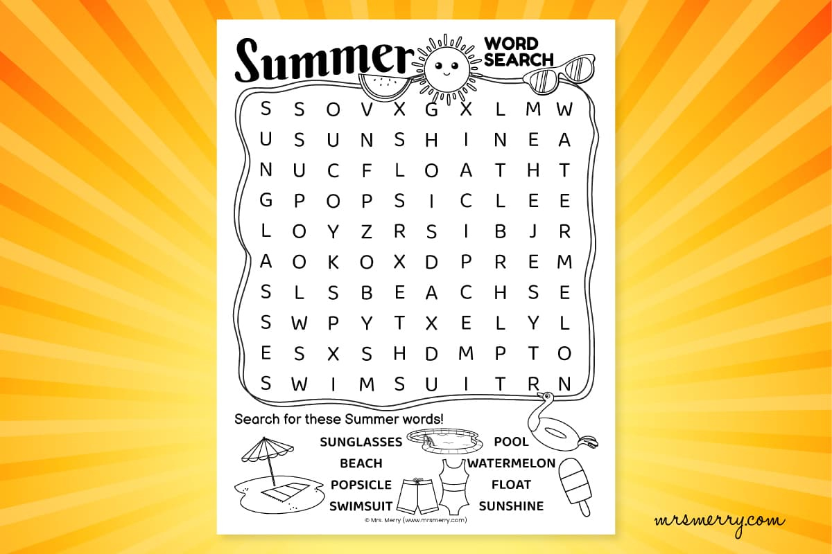 Free Summer Word Search Printable Puzzle | Mrs. Merry inside Free Printable Summer Puzzles