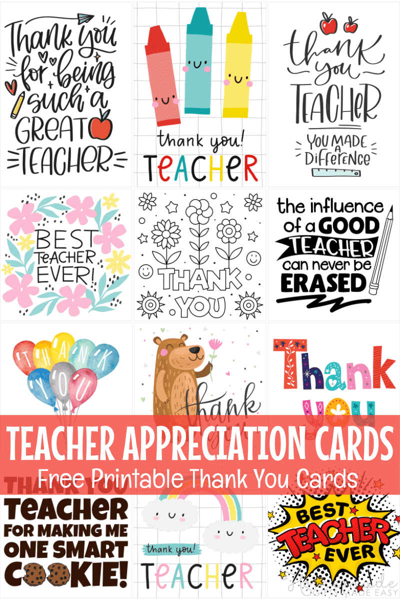 Free Teacher Appreciation Cards &amp;amp; Thank You Cards For Teachers 2024 regarding Free Printables For Teachers