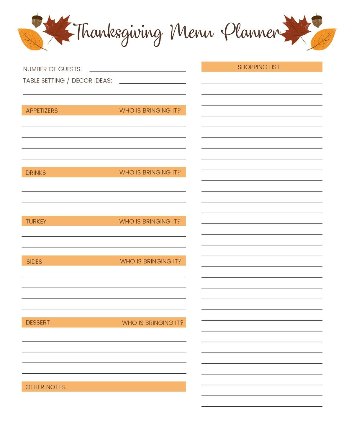 Free Thanksgiving Menu Template, Schedule + Tags | Lil&amp;#039; Luna intended for Free Printable Thanksgiving Menu Template