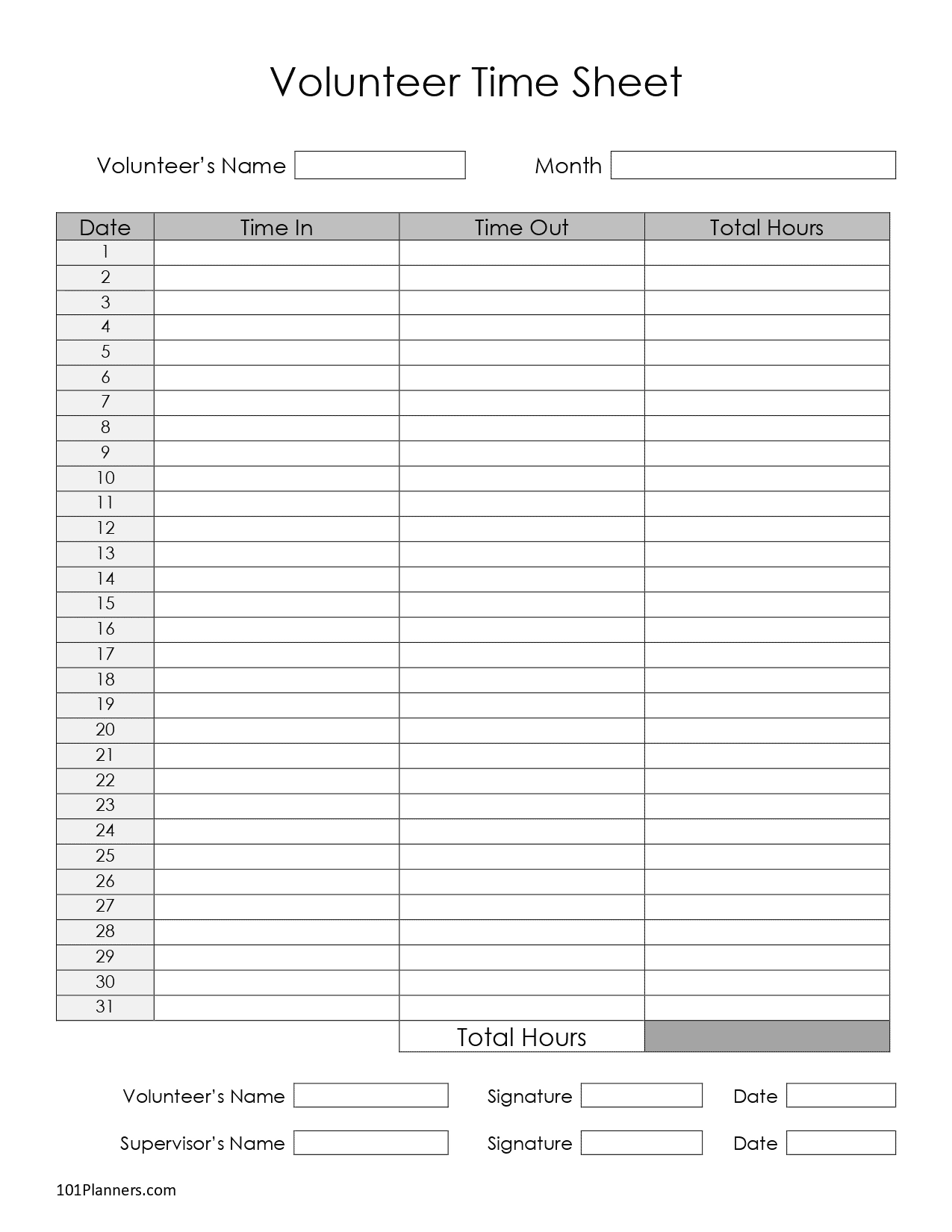 Free Timesheet Template Printables | Instant Download in Free Printable Time Sheets