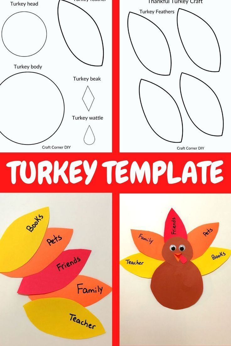 Free Turkey Template Kids Craft | Craft Corner Diy with Free Printable Thanksgiving Crafts for Kids