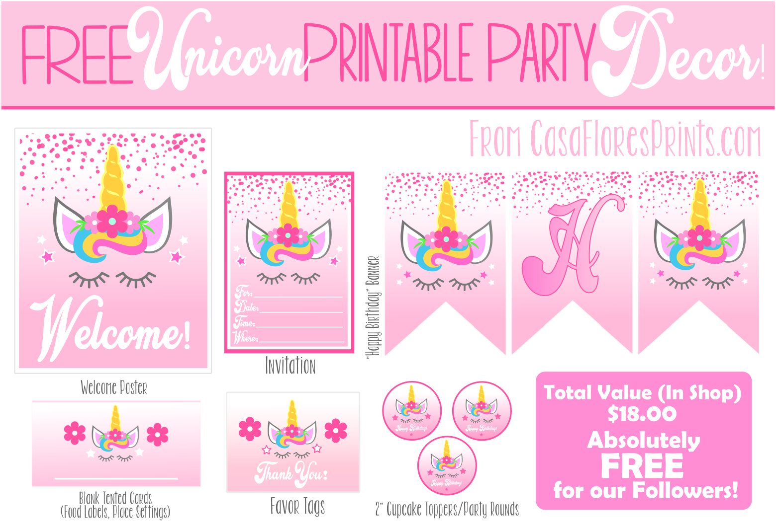 Free Unicorn Party Printables intended for Free Unicorn Birthday Printables