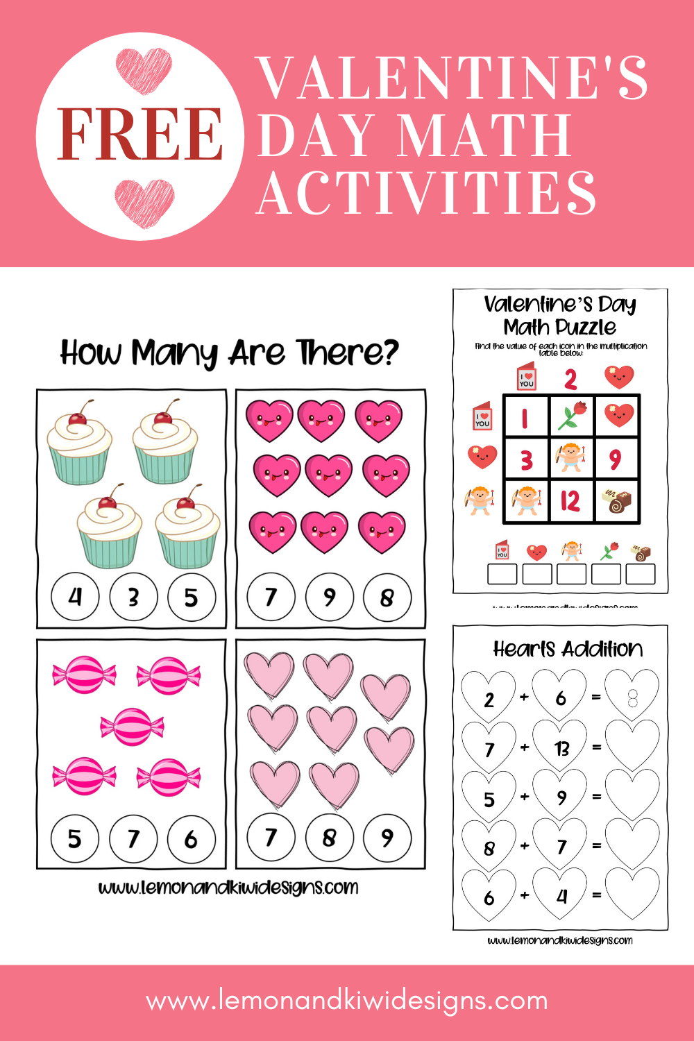 Free Valentine&amp;#039;S Day Math Activities {Printable Book} - Lemon And with regard to Free Printable Valentine Math Worksheets