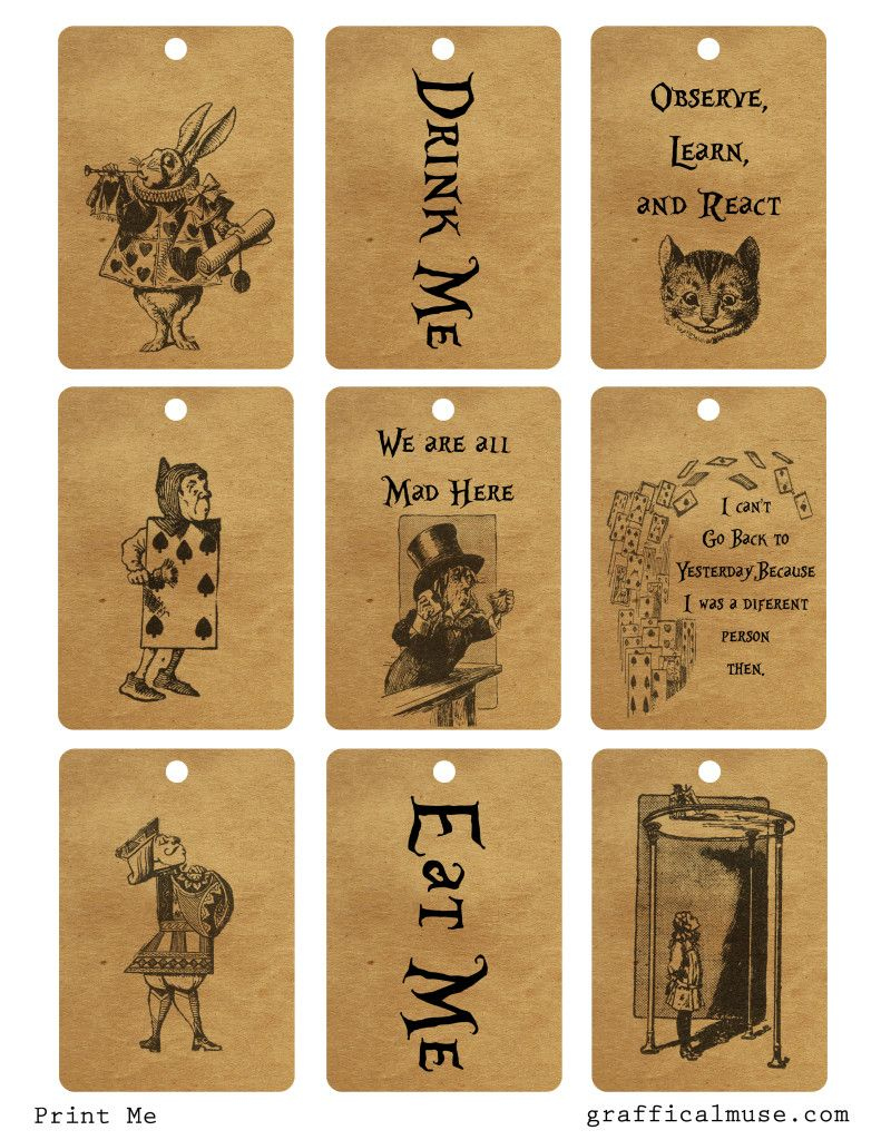 Free Vintage Alice In Wonderland Printable Tags for Free Vintage Alice in Wonderland Printables