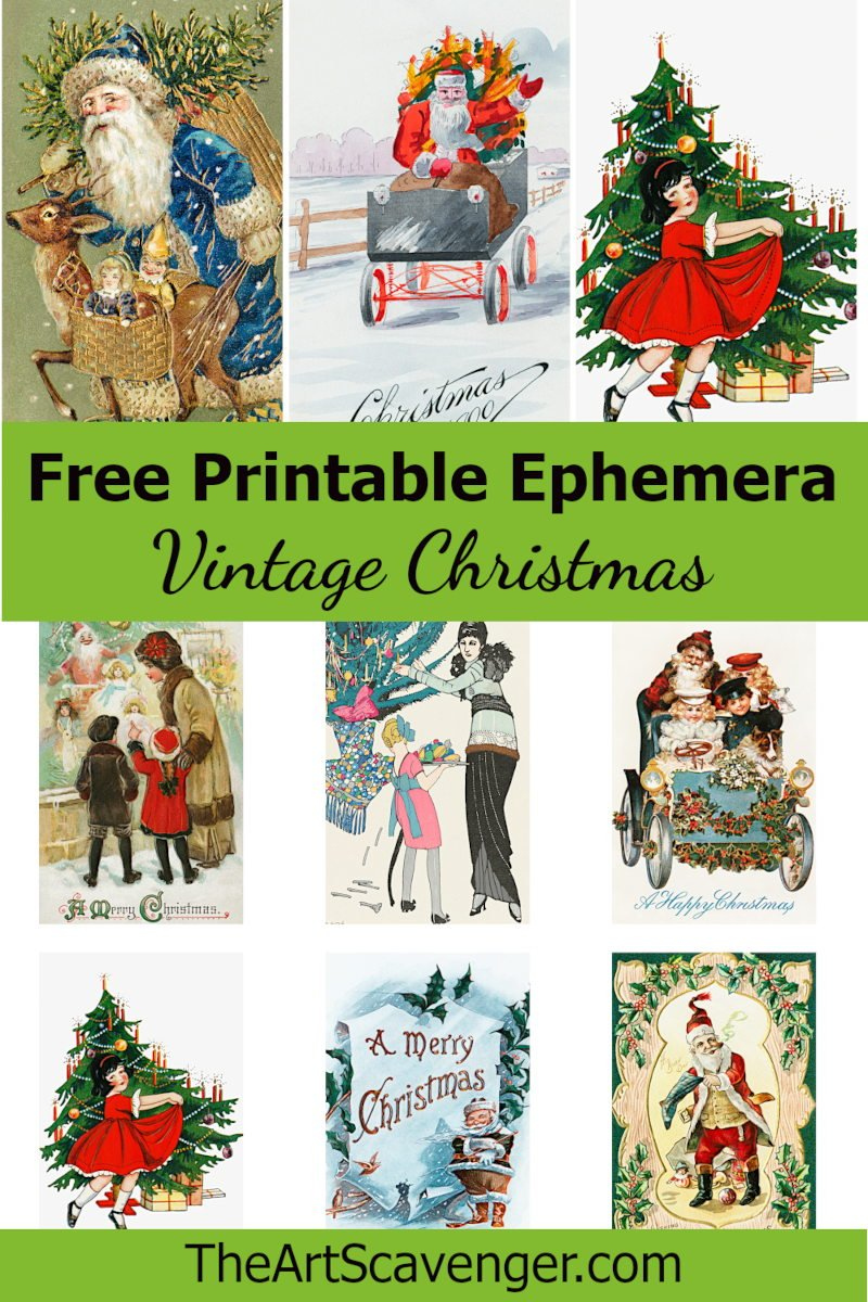 Free Vintage Christmas Ephemera Collage Sheet Printables — The Art pertaining to Free Printable Vintage Christmas Images